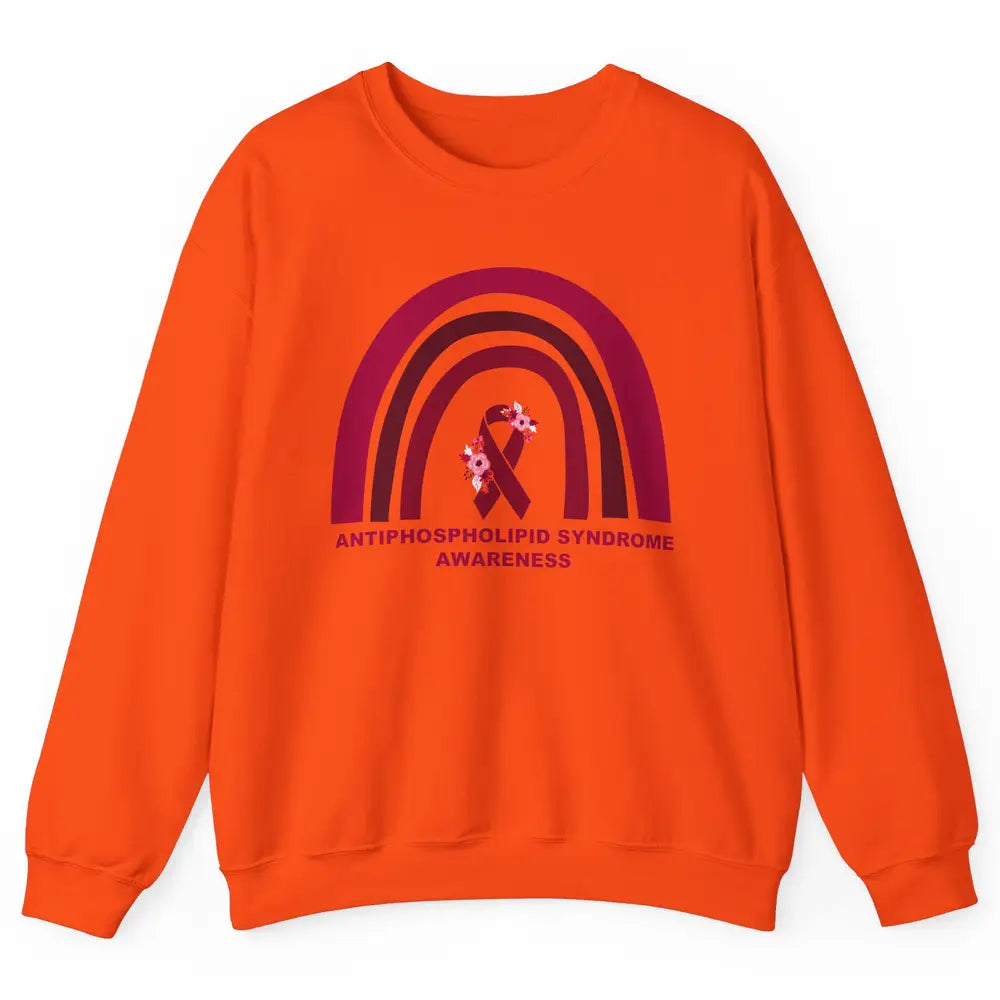 Antiphospholipid Syndrome Awareness APS Burgundy Rainbow Unisex Crewneck Sweatshirt