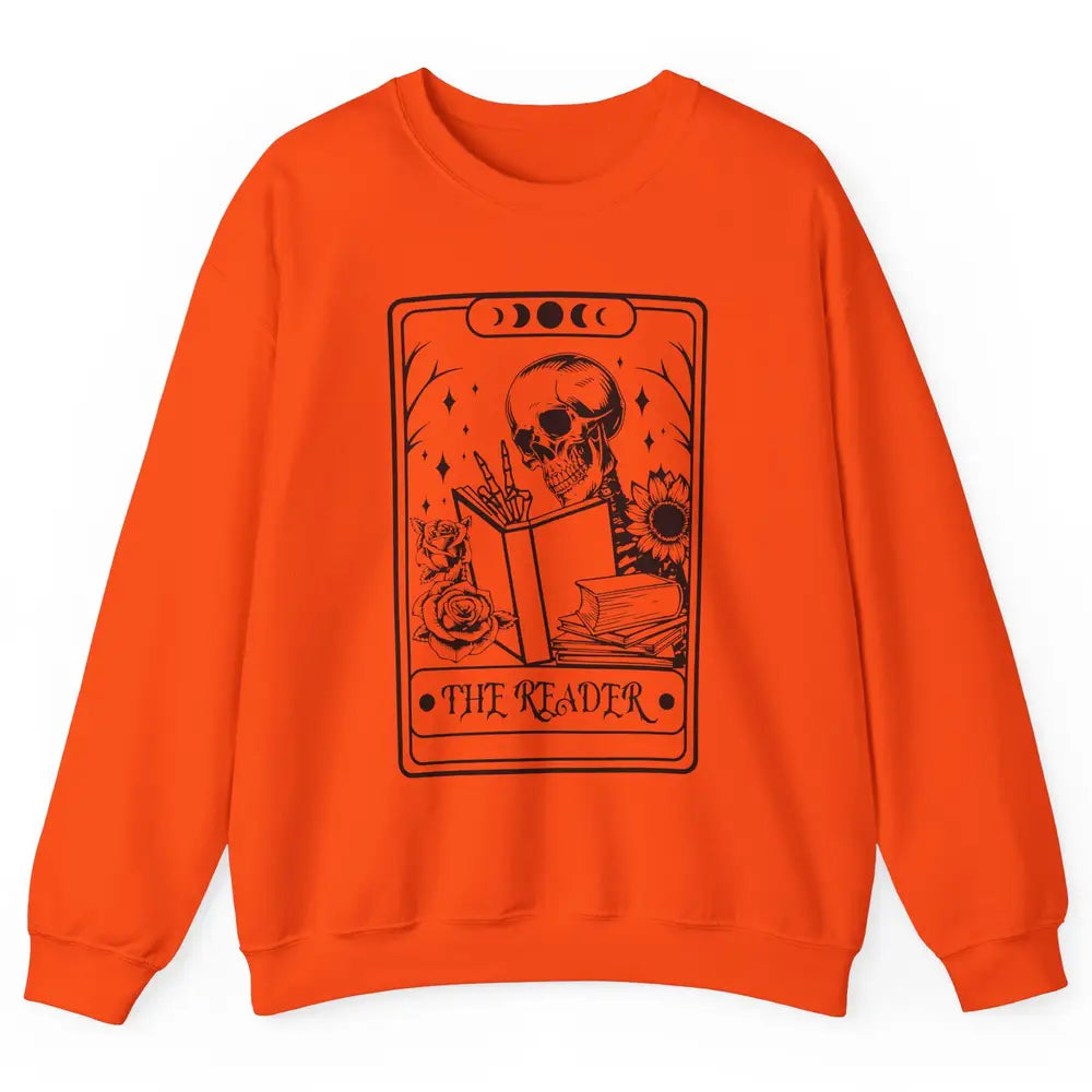 Retro Skeleton The Reader Tarot Card Halloween Romance Book Unisex Crewneck Sweatshirt