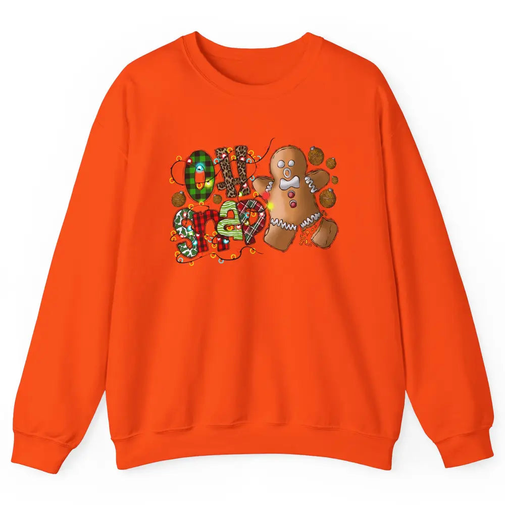 Funny Gingerbread Broken Oh Snap Western Christmas Leopard Unisex Crewneck Sweatshirt