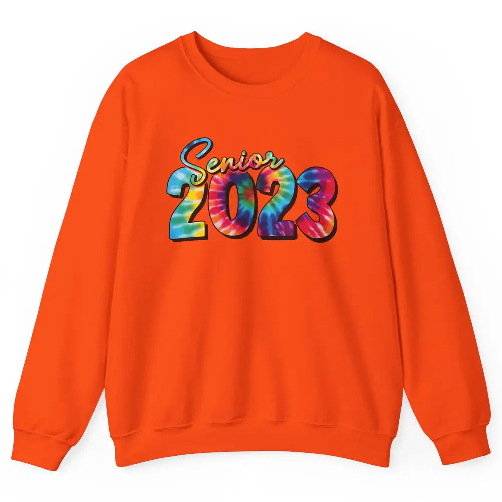 Tie Dye Senior 2023 Class Of 2023 Graduate Bachelor Hat Gift Unisex Crewneck Sweatshirt