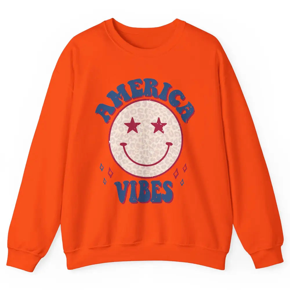 America Vibes Smile Patriotic 4th Of July Happy Face Summer Unisex Crewneck Sweatshirt