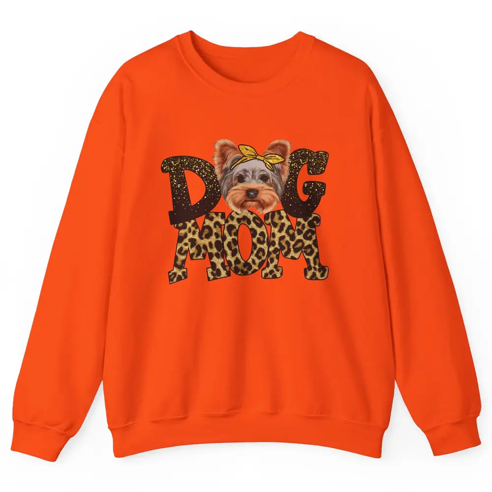 Yorkie Mom Bandana Dog Mom Leopard Yorkshire Dog Mother Gift Unisex Crewneck Sweatshirt