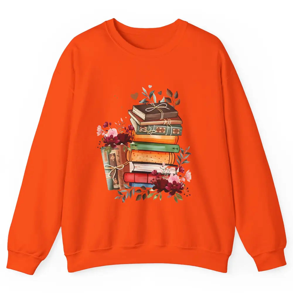 Books Floral Librarian Book Wildflower Bookworm Book Lovers Unisex Crewneck Sweatshirt