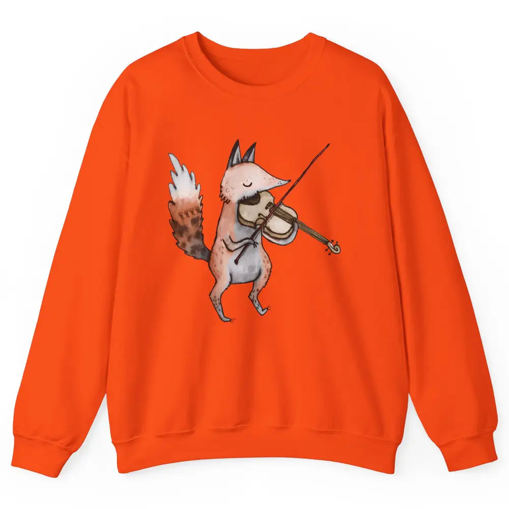 Vintage Fox Playing Violin Funny Violinist Musician Gift Unisex Crewneck Sweatshirt