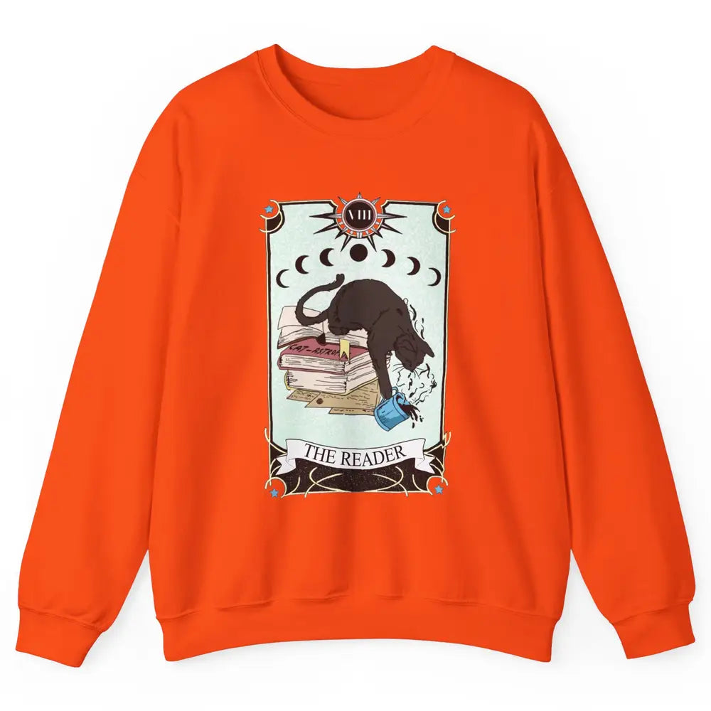 Witchy Black Cat The Reader Tarot Card Mystic Celestial Moon Unisex Crewneck Sweatshirt