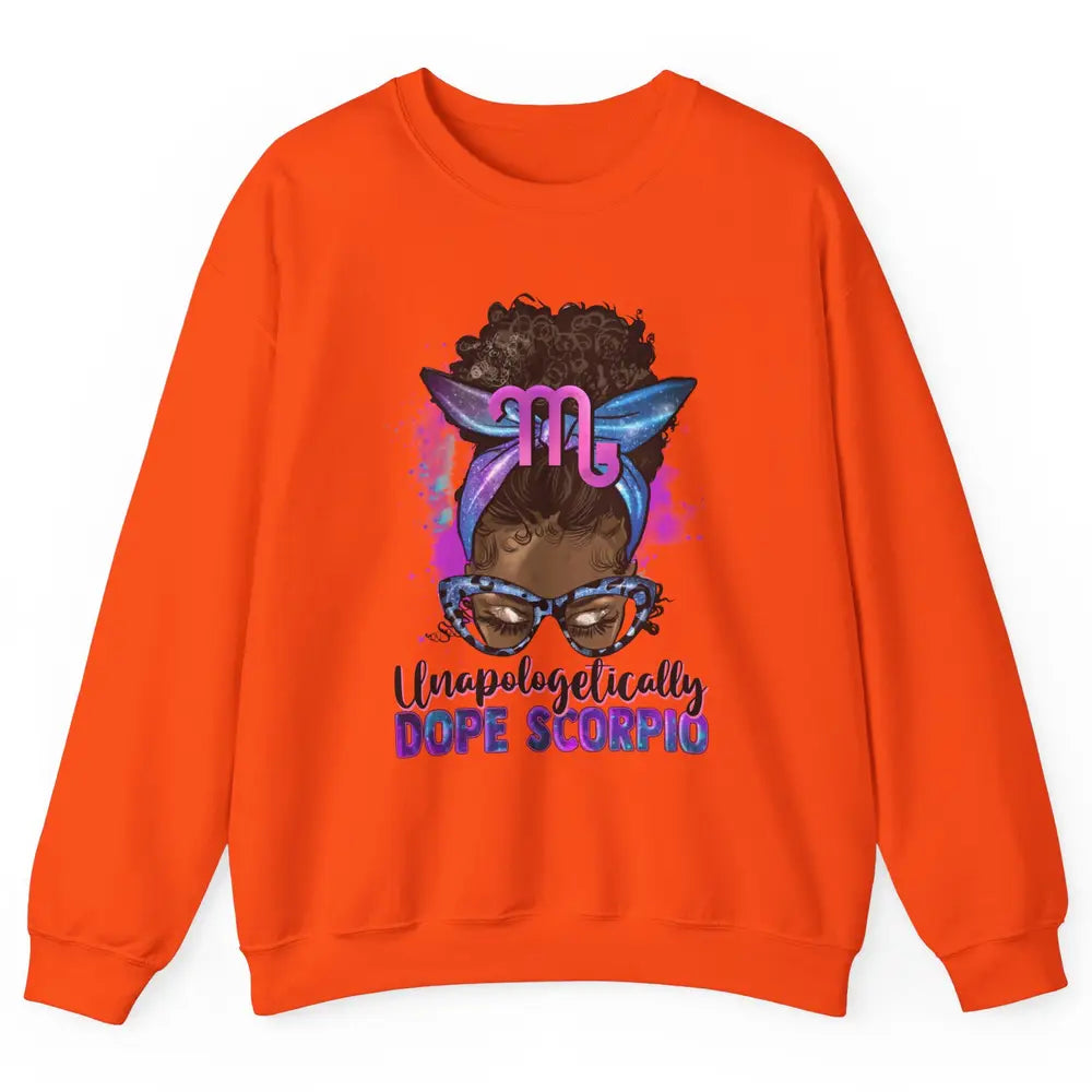 Afro Scorpio Queen Galaxy Horoscope Messy Hair Black Woman Unisex Crewneck Sweatshirt