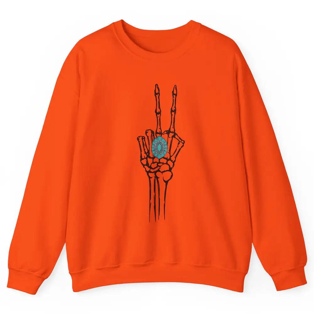 Retro Skeleton Turquoise Ring Western Future Bride Engaged Unisex Crewneck Sweatshirt