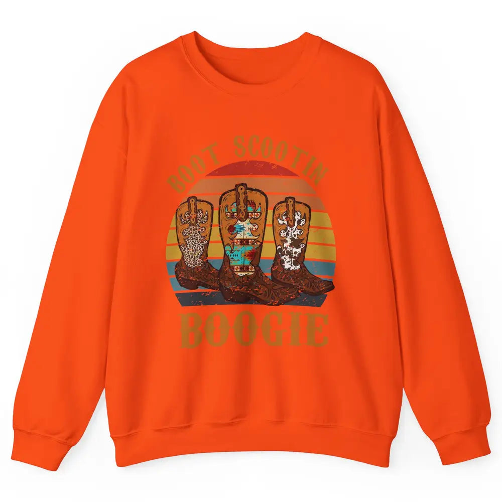 Vintage Cowboy Boots Scooting Boogie Western Country Cowgirl Unisex Crewneck Sweatshirt