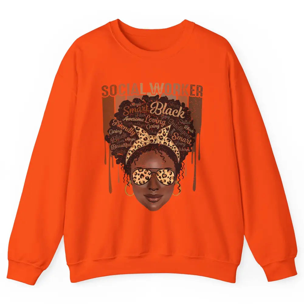 Social Worker Afro Messy Bun African American Social Work Unisex Crewneck Sweatshirt