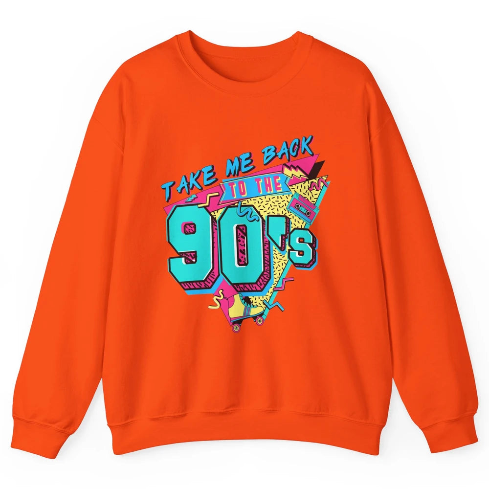 Vintage Take Me Back To The 90s Cassette Retro Rainbow Child Unisex Crewneck Sweatshirt