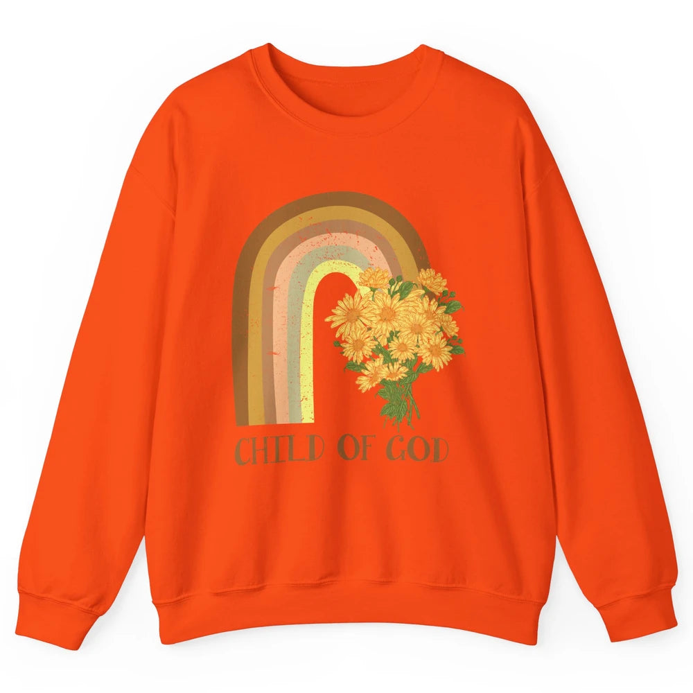 Vintage Sunflower Rainbow Child Of God Christian Religious Unisex Crewneck Sweatshirt