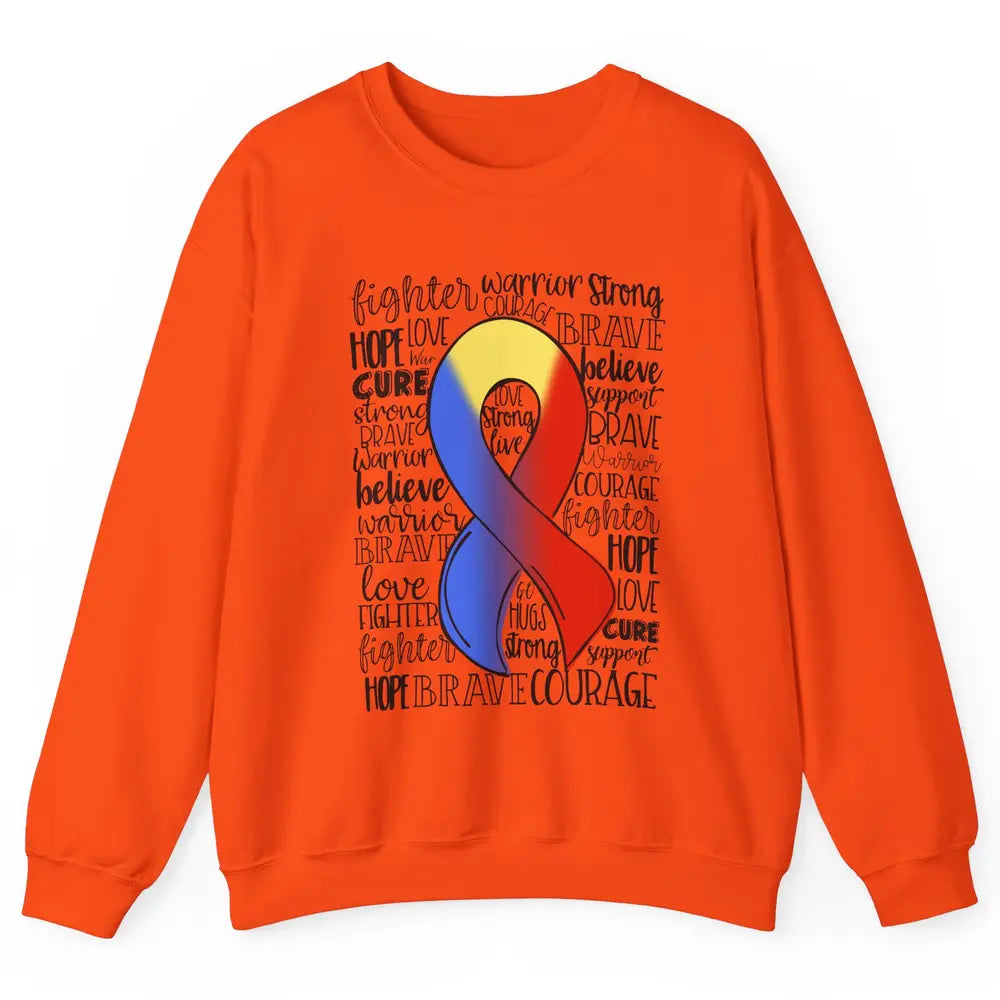 Thoracic Outlet Syndrome Awareness Blue Red Ribbon Hope Love Unisex Crewneck Sweatshirt