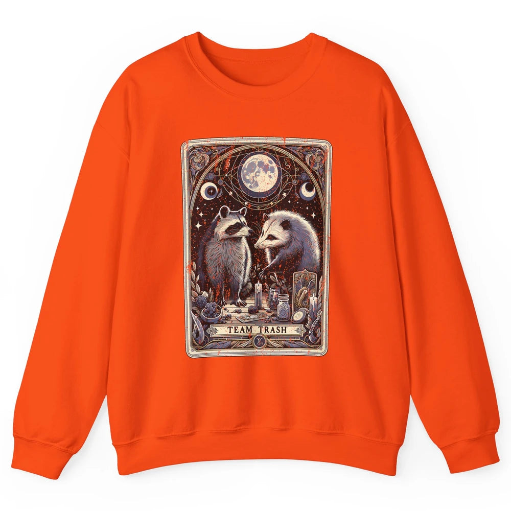 Team Trash Tarot Card Opossum Witchcraft Goth Possum Vintage Panda Raccoon Sarcastic Unisex Crewneck Sweatshirt