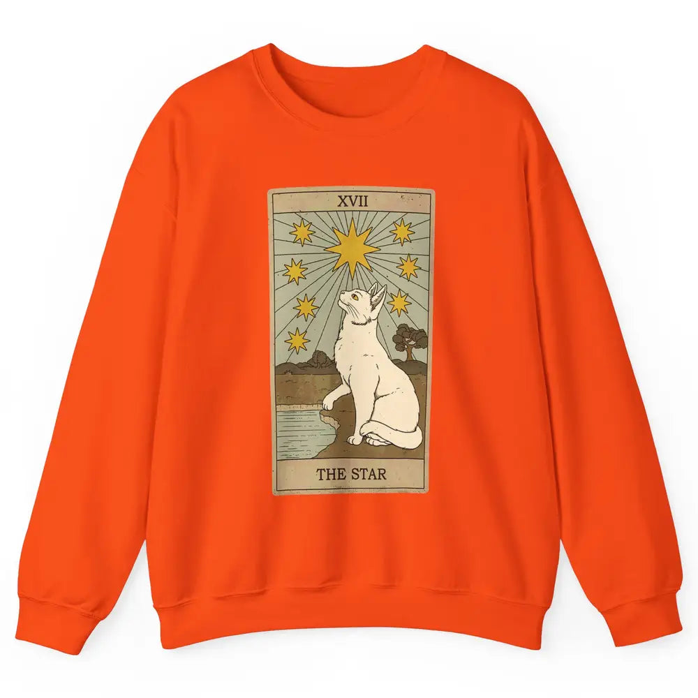 Tarot Card The Star White Cat Retro Mermaid Gothic Vintage Unisex Crewneck Sweatshirt