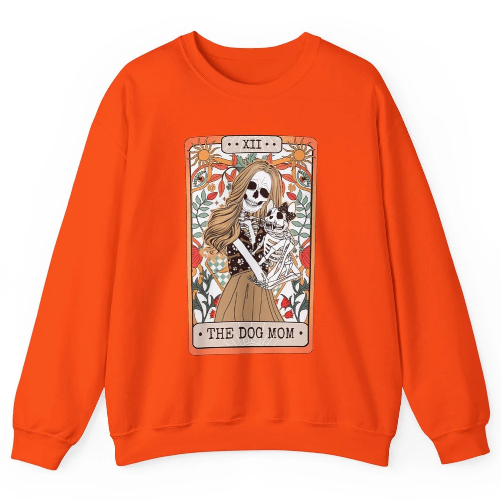 Retro Skeleton Tarot Card The Dog Mom Halloween Dog Lovers Unisex Crewneck Sweatshirt