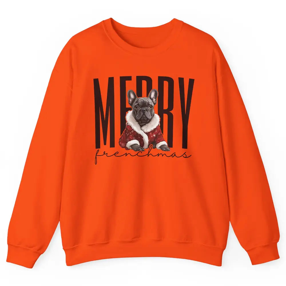 Funny French Bulldog Merry Frenchmas Christmas Dog Mom Unisex Crewneck Sweatshirt