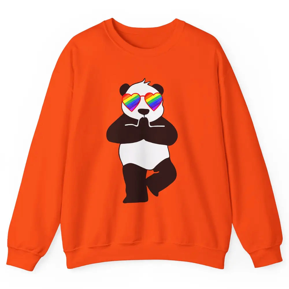 Yoga Panda LGBT Gay Pride Month Rainbow Sunglasses Love Unisex Crewneck Sweatshirt