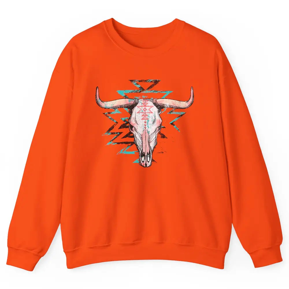 Boho Bull Skull Aztec Rodeo Desert Spirit Western Country Unisex Crewneck Sweatshirt