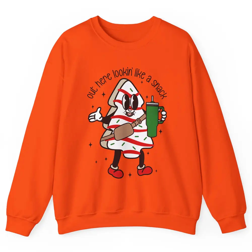 Funny Boo-jee Christmas Tree Cake Out Here Look Like A Snack Unisex Crewneck Sweatshirt