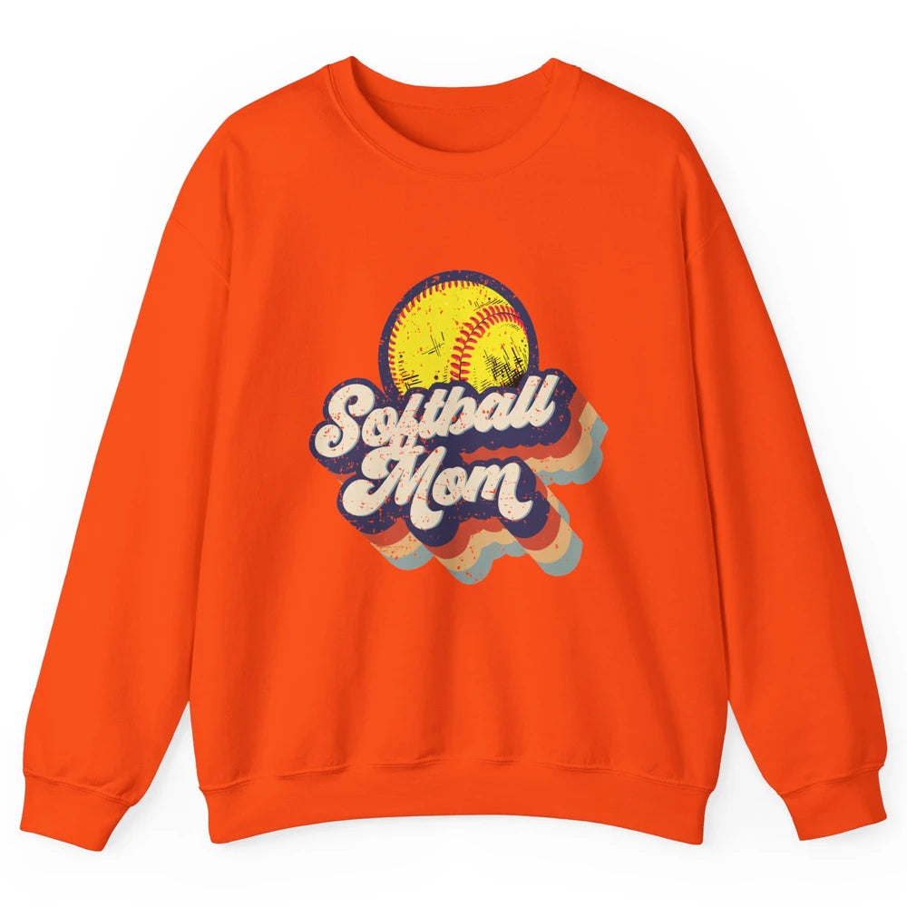 Retro Softball Mom Catcher Pitcher Mothers Softball Player Unisex Crewneck Sweatshirt