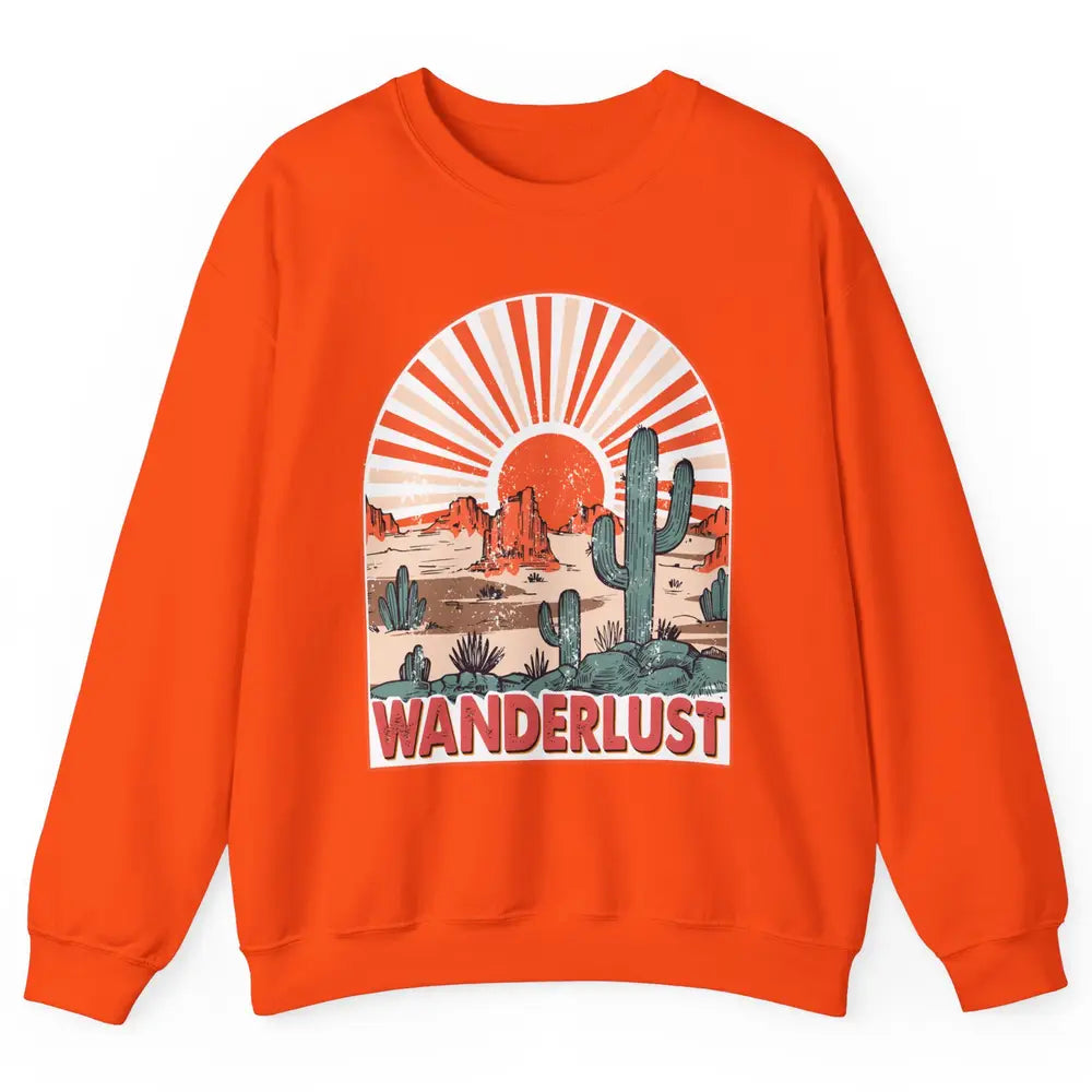 Vintage Desert Sunset Wanderlust Get Lost In Nature Outdoor Unisex Crewneck Sweatshirt