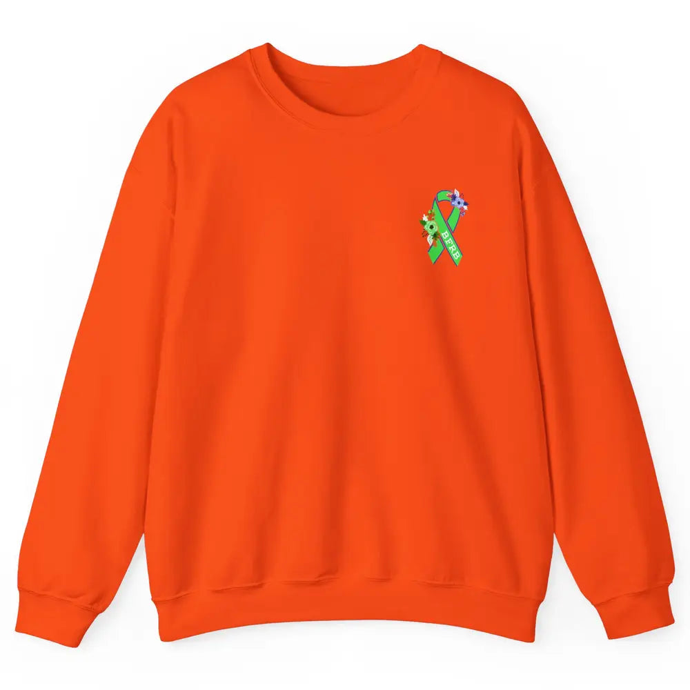 Body Focused Repetitive Disorder BFRB Floral Green Ribbon Unisex Crewneck Sweatshirt