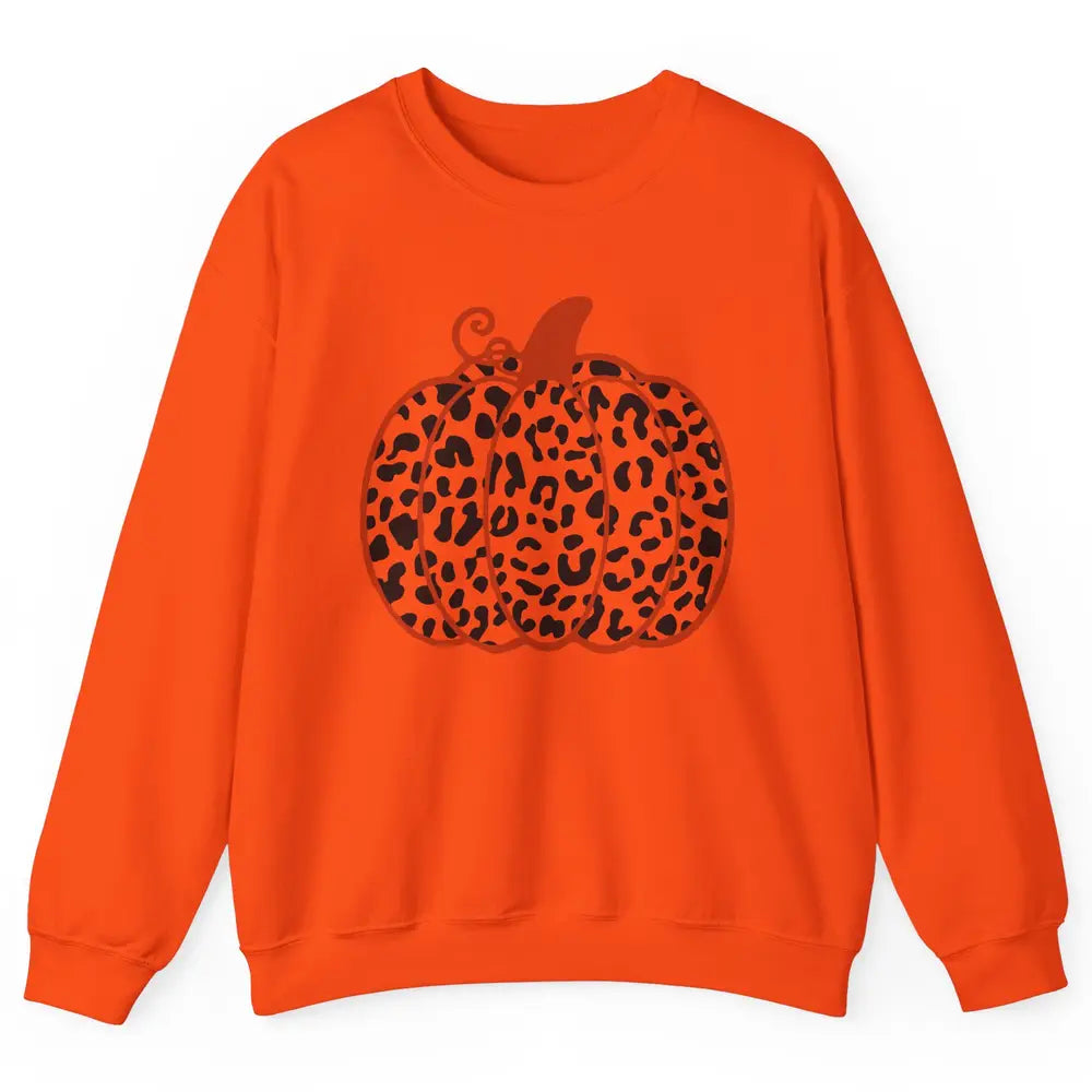 Pumpkin Leopard Fall Autumn Cheetah Pumpkin Thanksgiving Unisex Crewneck Sweatshirt