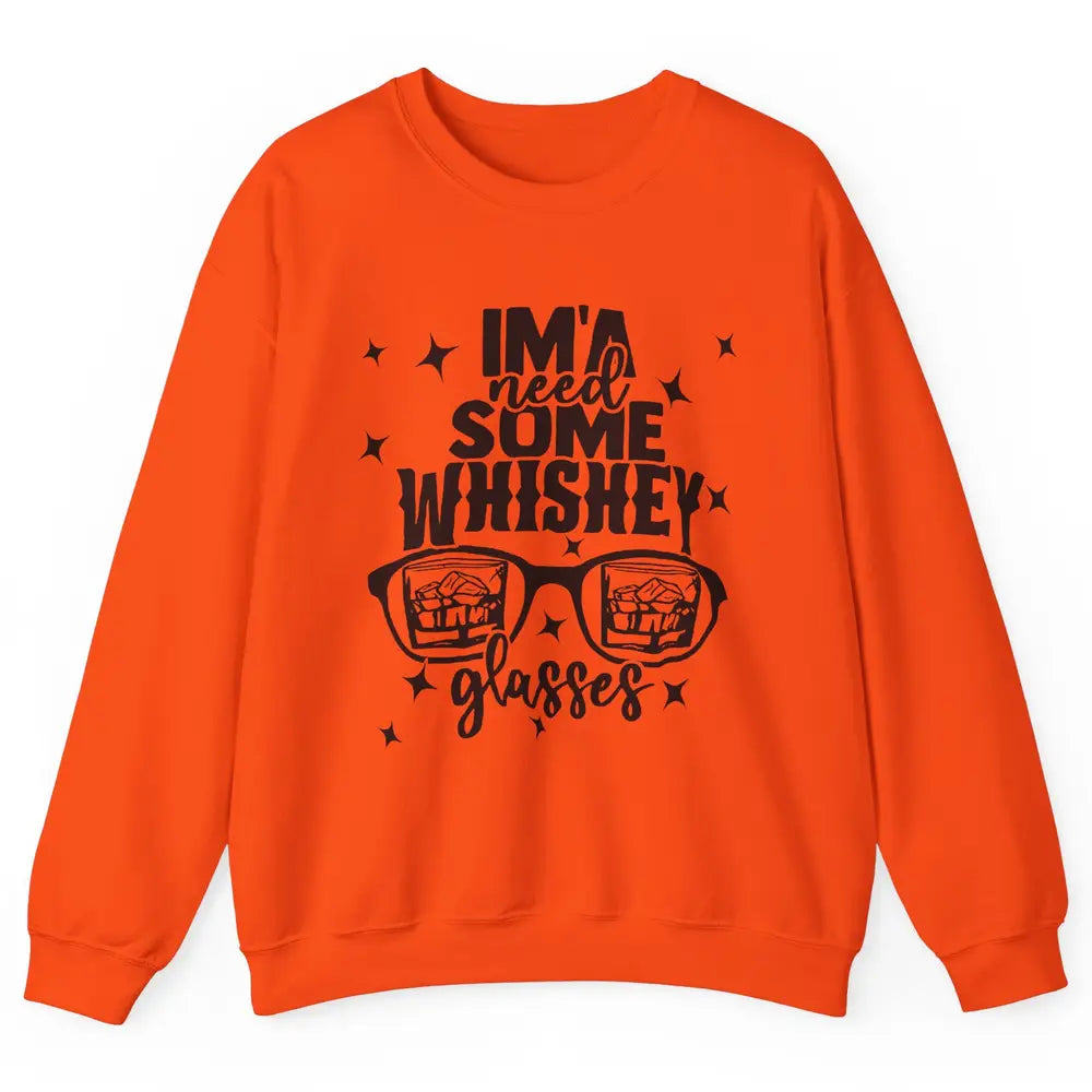 Whiskey Glasses Drink Whiskey See World Through Wine Glasses Unisex Crewneck Sweatshirt