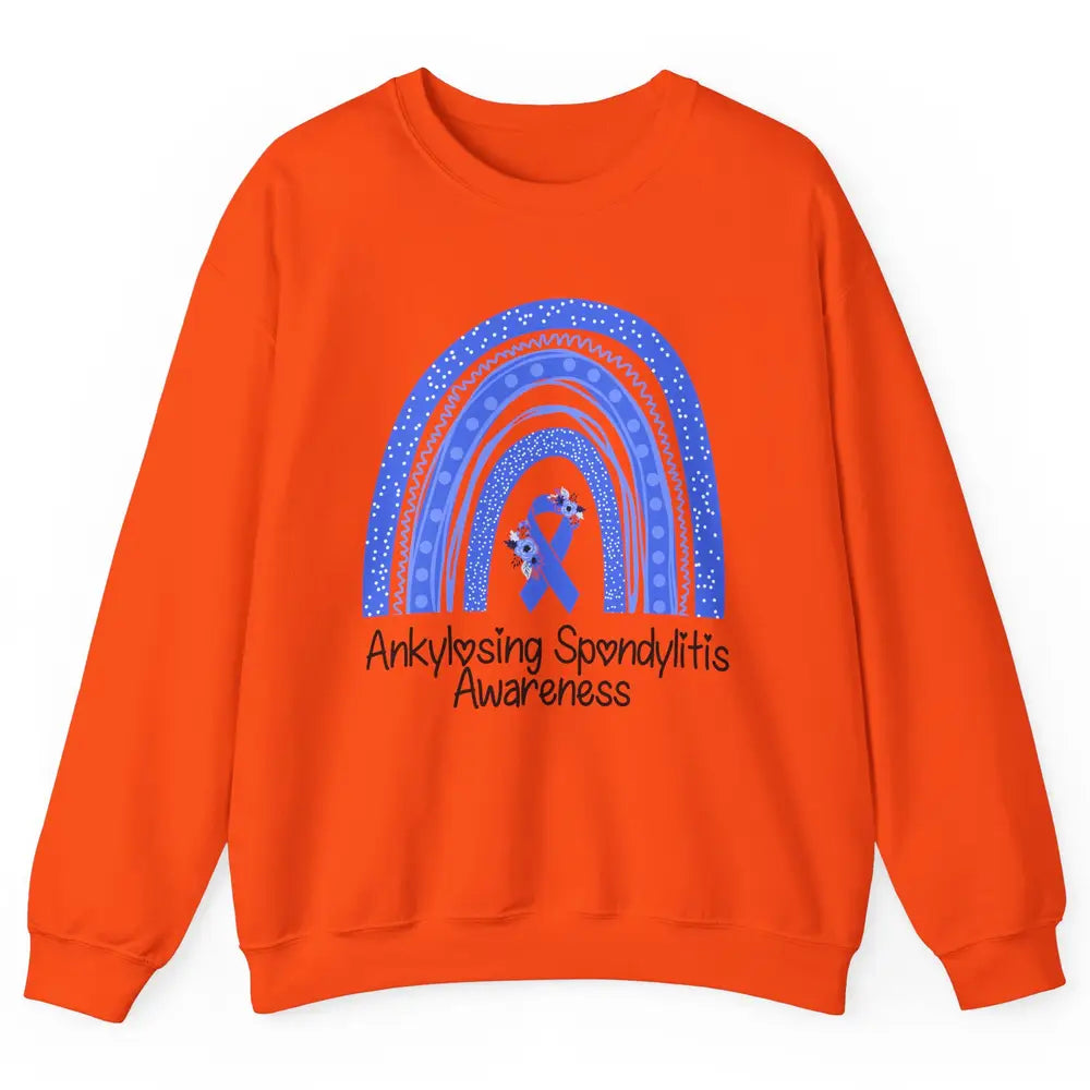 Ankylosing Spondylitis Awareness Support Floral Blue Rainbow Unisex Crewneck Sweatshirt