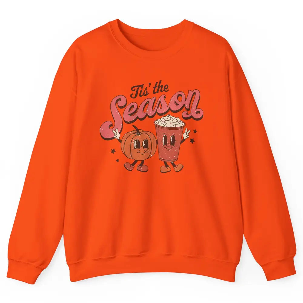 Retro Pumpkin Spice Fall Tis The Season Autumn Thanksgiving Unisex Crewneck Sweatshirt