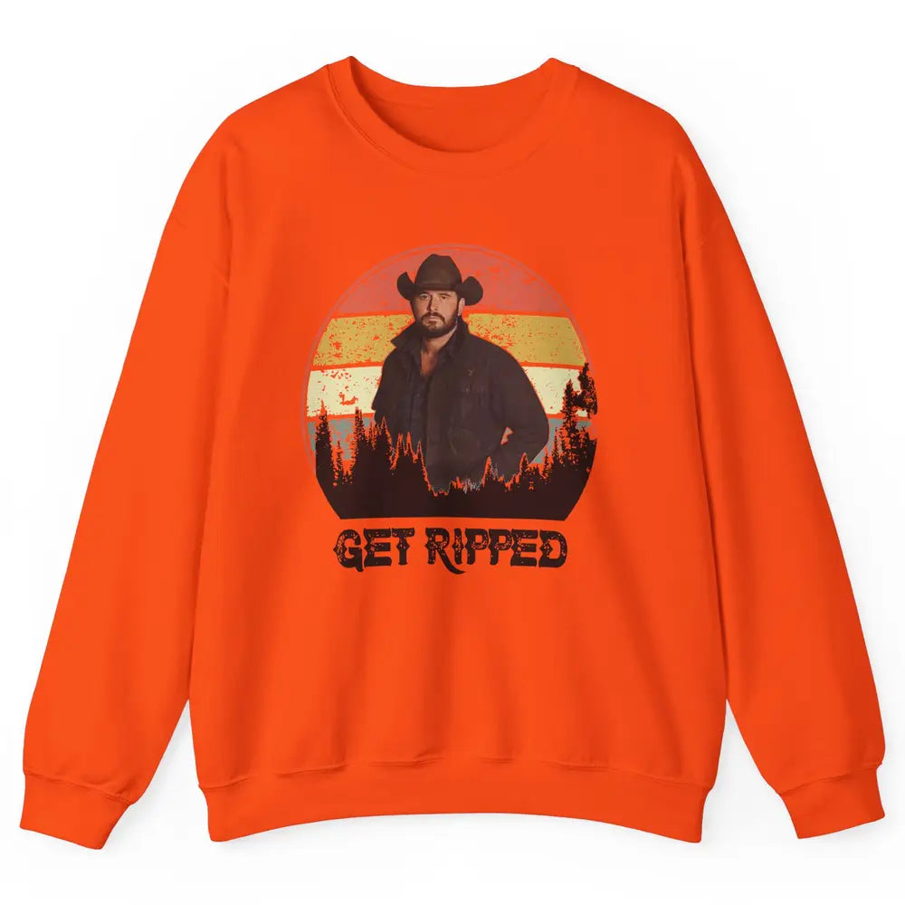 Vintage Cowboy Get Ripped Western Country Music Rodeo Dad Unisex Crewneck Sweatshirt