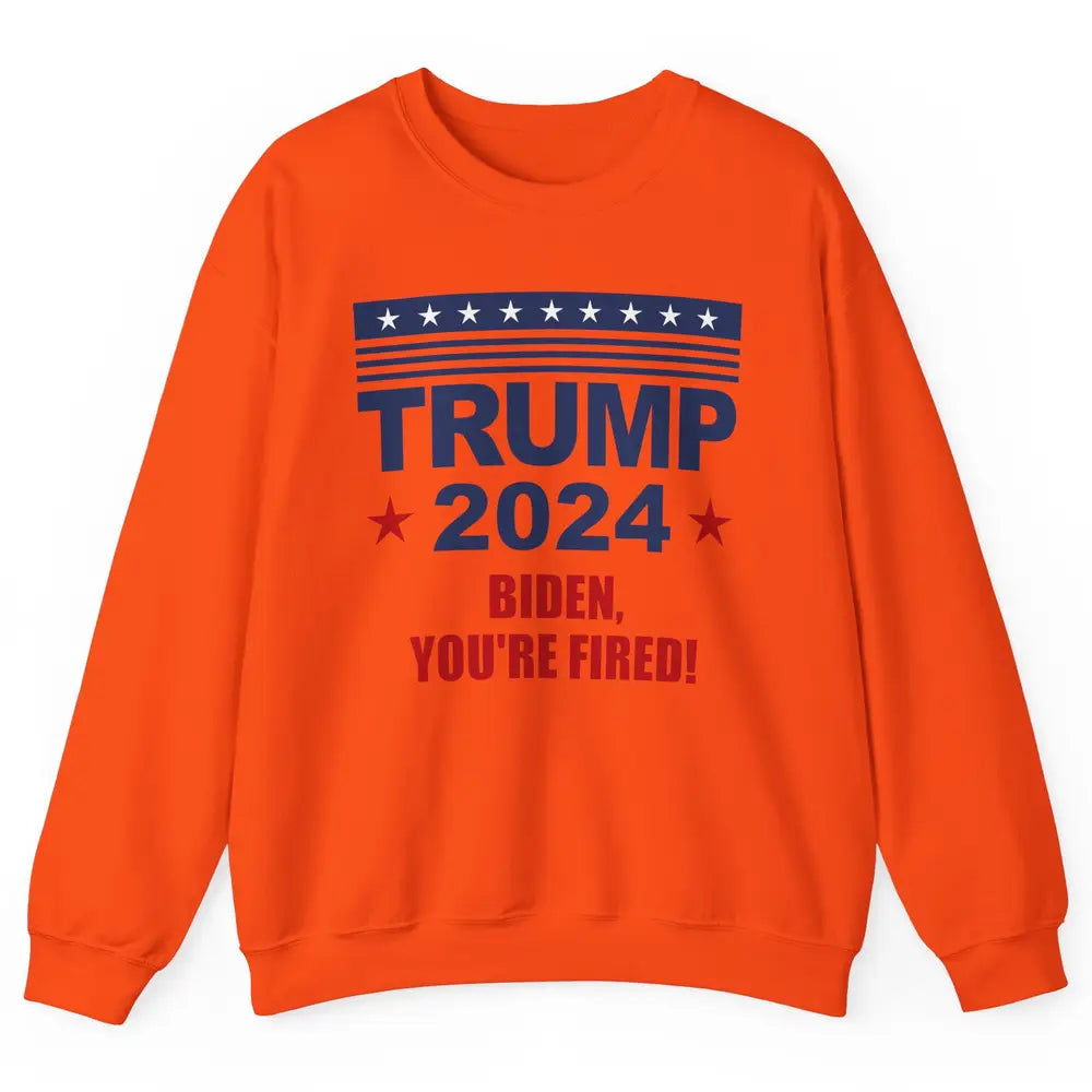 Retro US Flag Trump 2024 Return Biden You're Fired Patriot Unisex Crewneck Sweatshirt