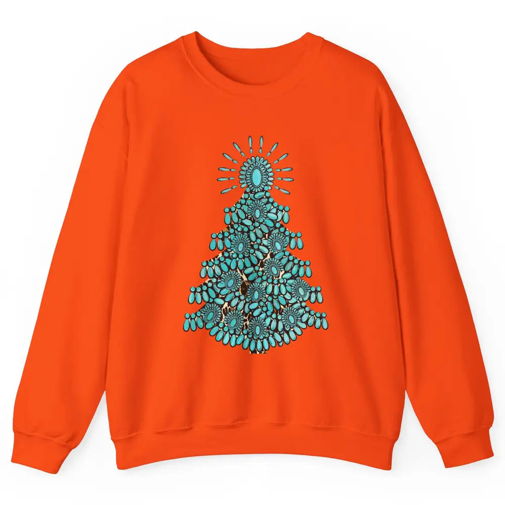 Turquoise Christmas Tree Western Christmas Country Farm Unisex Crewneck Sweatshirt