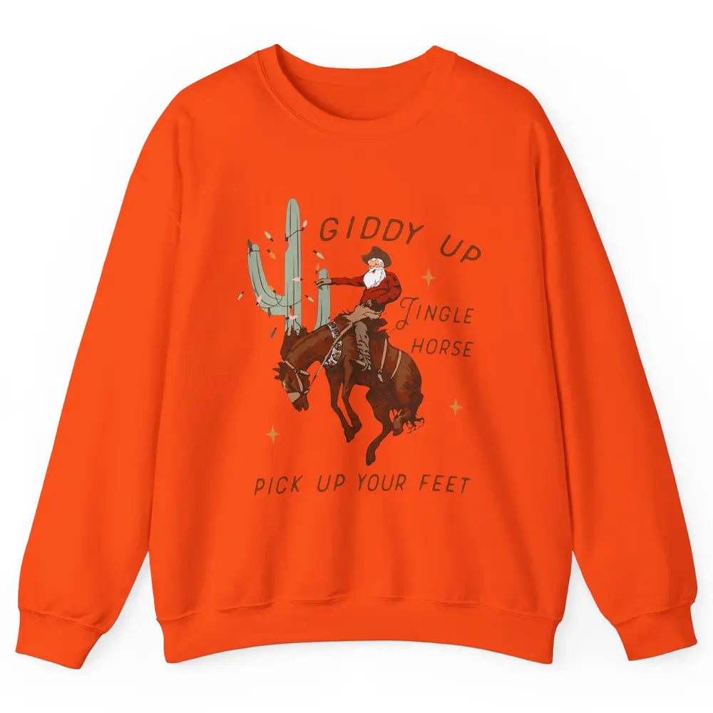 Cowboy Santa Giddy Up Jingle Horse Pick Up Western Christmas Unisex Crewneck Sweatshirt