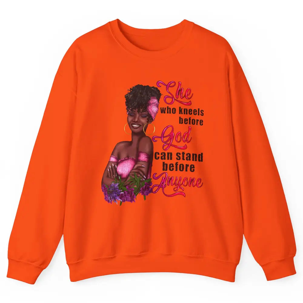 Black Girl She Who Kneels Before God Christian Afro Women Unisex Crewneck Sweatshirt