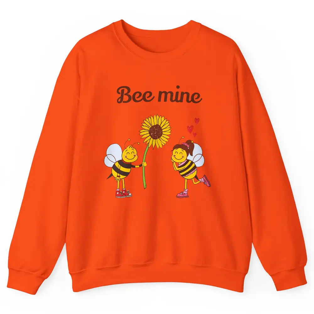 Bee Mine Love Valentine's Day Couple Romantic Bee Love Unisex Crewneck Sweatshirt