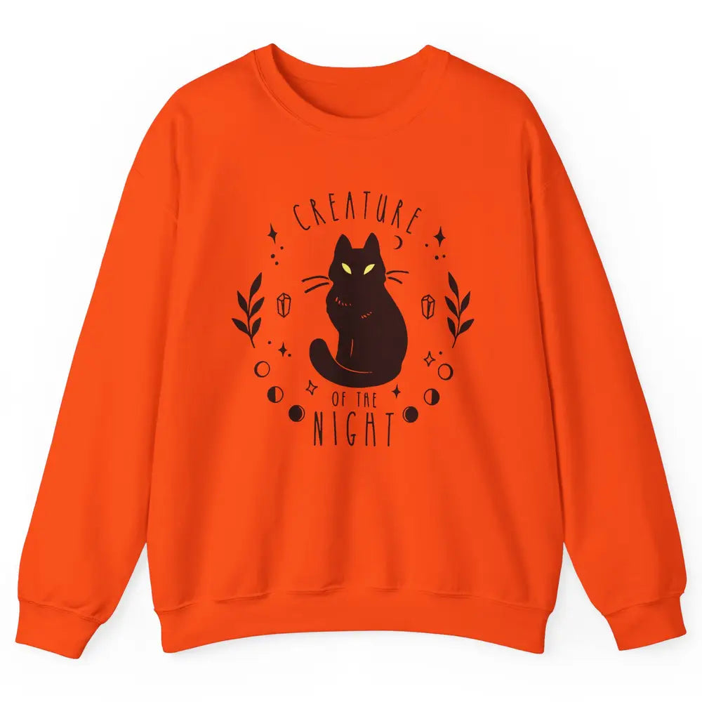 Black Cat Witch Creature Of The Night Halloween Cat Costume Unisex Crewneck Sweatshirt