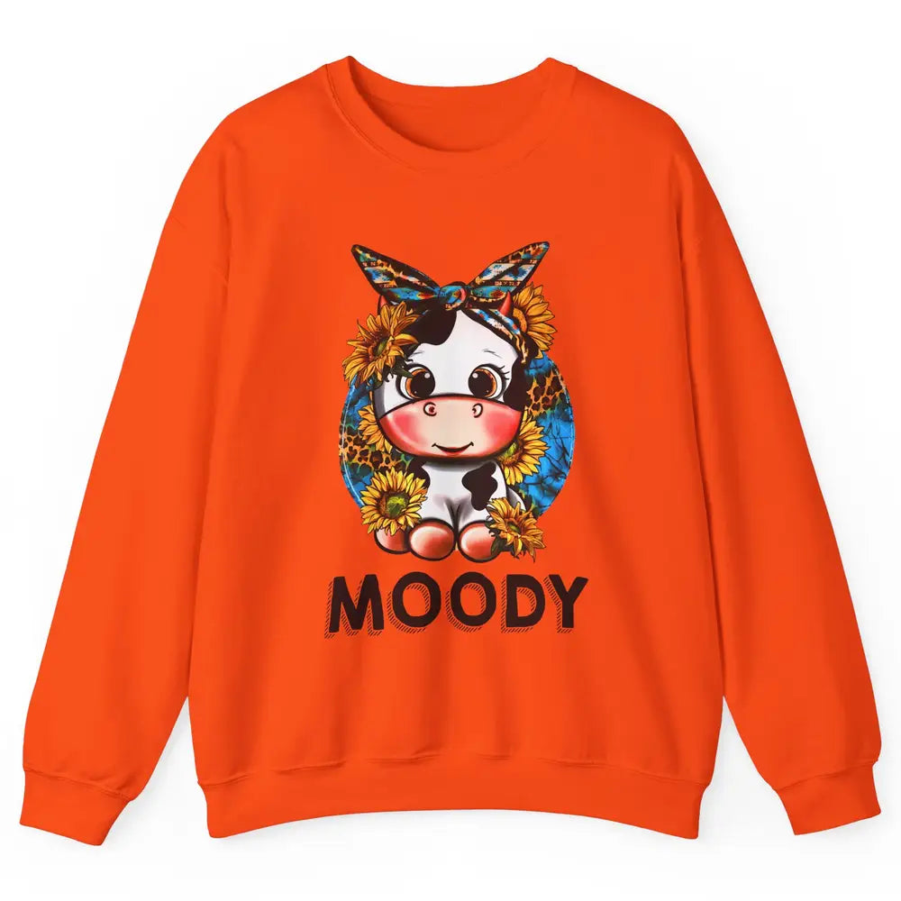 Sunflower Baby Cow Moody Highland Cow Heifer Western Cattle Unisex Crewneck Sweatshirt