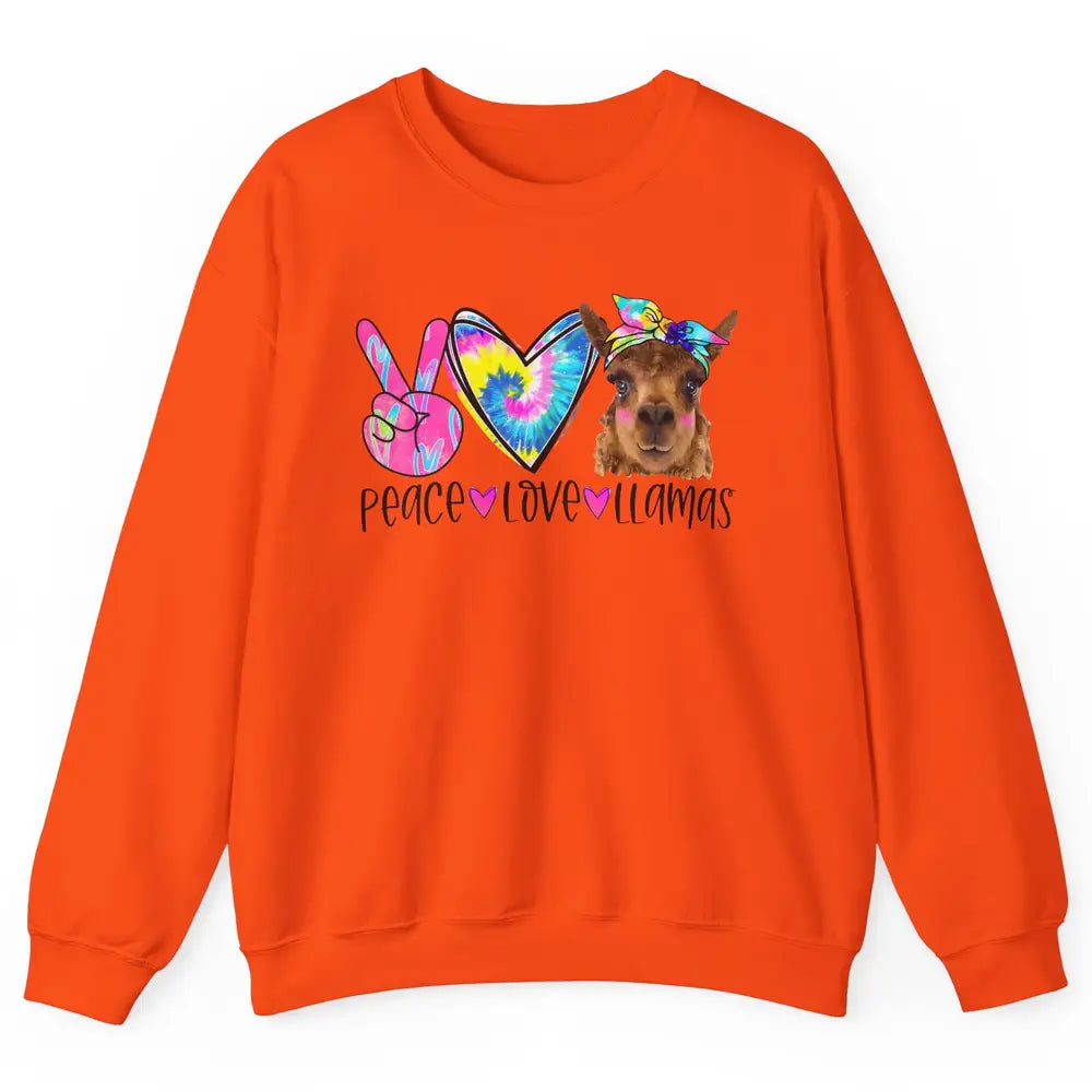 Vintage Llama Tie Dye Peace Love Llama Sarcastic Llama Lover Unisex Crewneck Sweatshirt