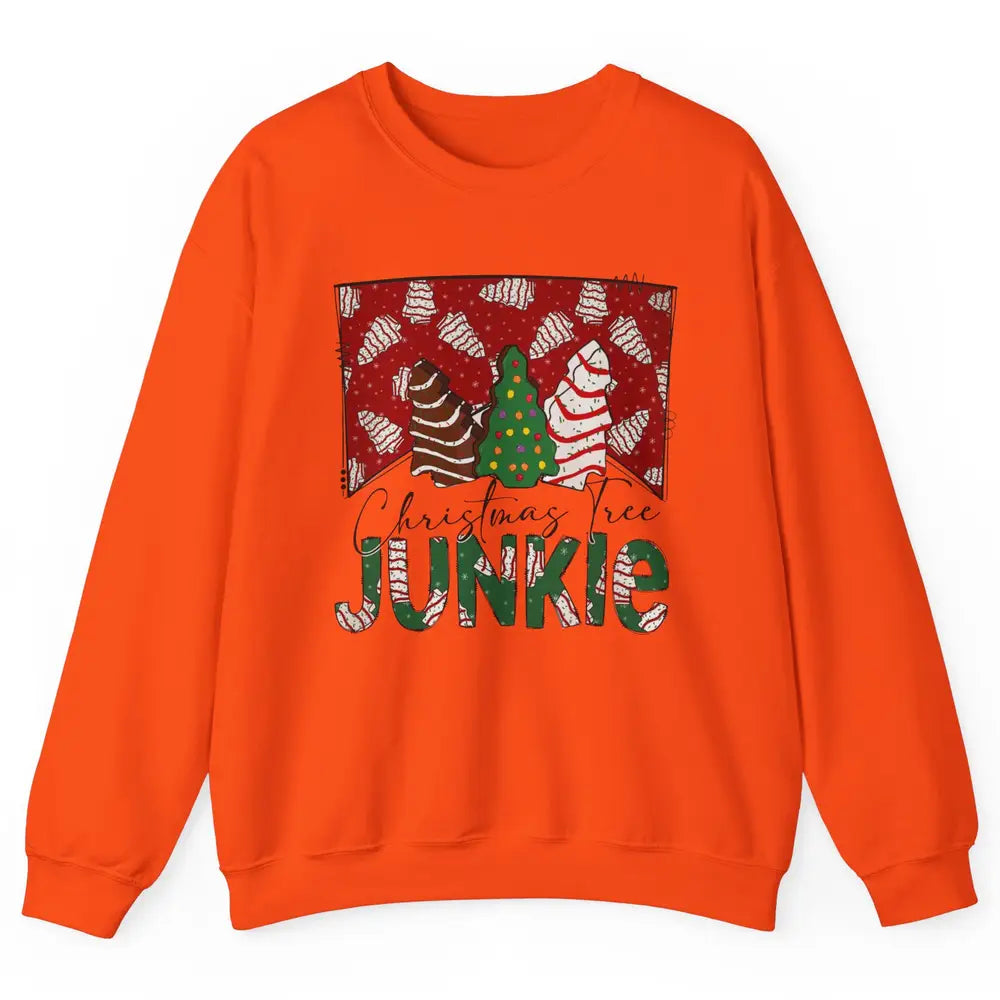 Funny Christmas Tree Cake Junkie Tis The Season Western Xmas Unisex Crewneck Sweatshirt