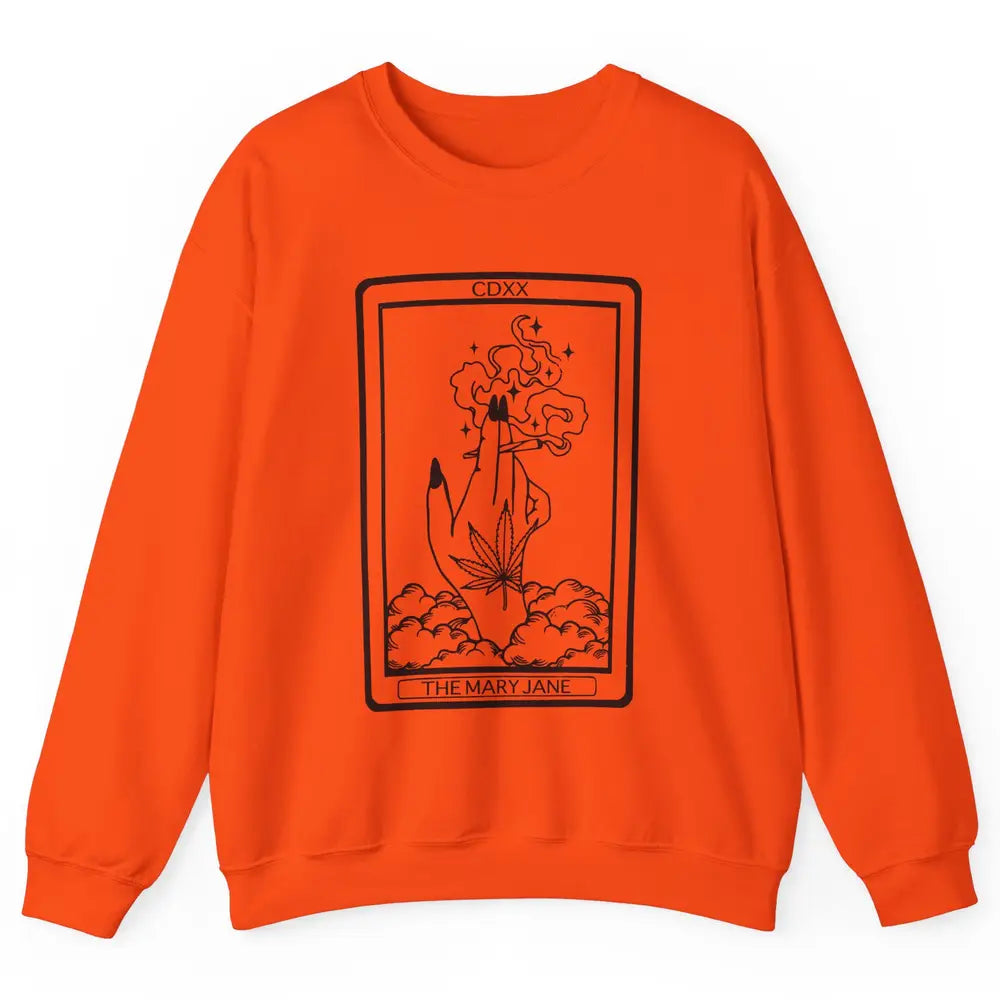 Vintage Weed Mary Jane Tarot Card Weed Smoker Smoking Lady Unisex Crewneck Sweatshirt