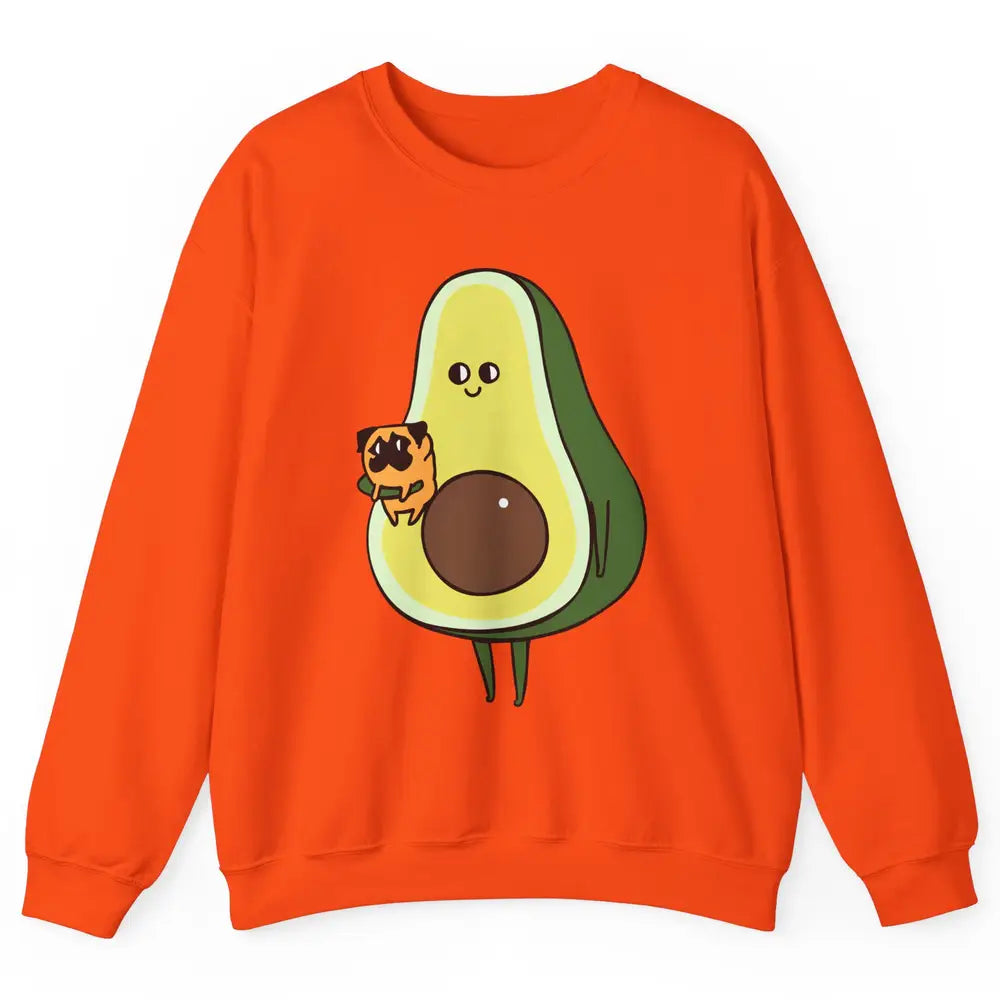 Avocado With Pug Funny Avocado Vegan Pug Lovers Gift Unisex Crewneck Sweatshirt