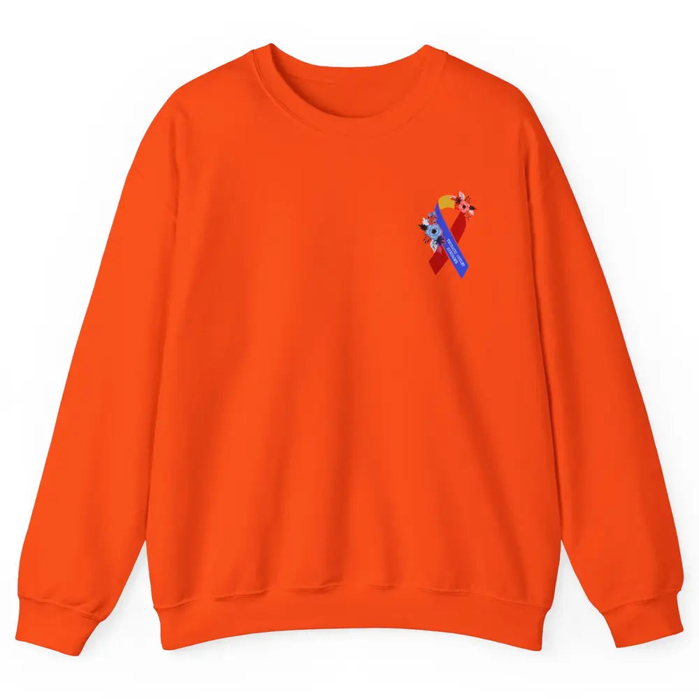 Thoracic Outlet Syndrome Awareness Floral Blue Red Ribbon Unisex Crewneck Sweatshirt