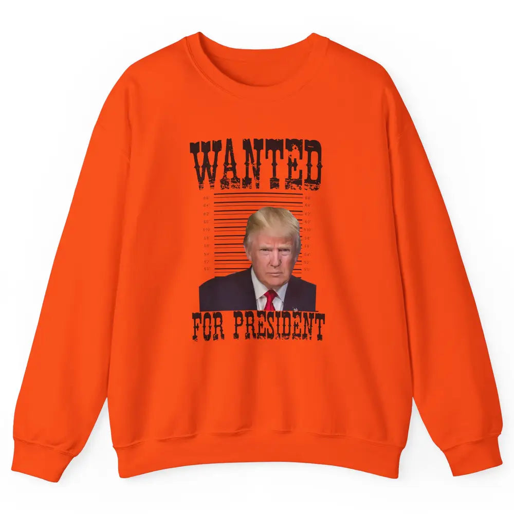 Wanted For President Support Trump 2024 Back Anti Biden Unisex Crewneck Sweatshirt