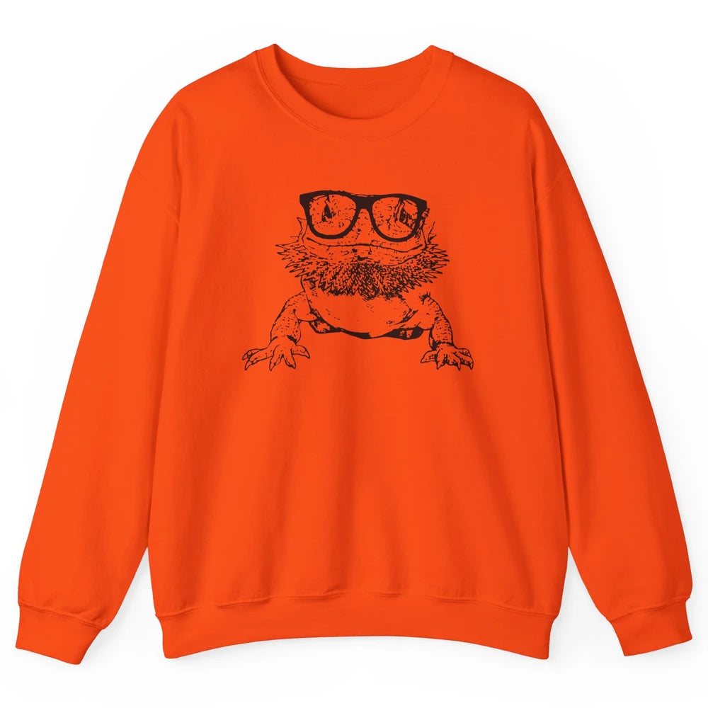 Bearded Dragon Glasses Animal Cute Bearded Dragon Owner Gift Unisex Crewneck Sweatshirt