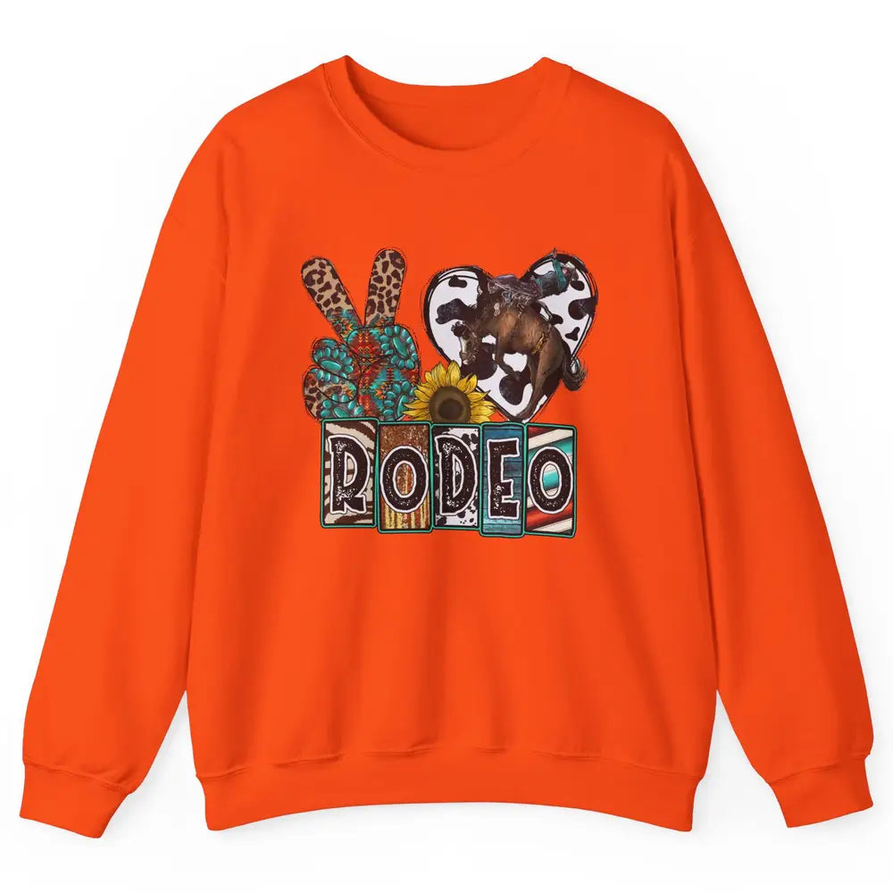 Sunflower Leopard Peace Love Rodeo Cowboy Western Country Unisex Crewneck Sweatshirt