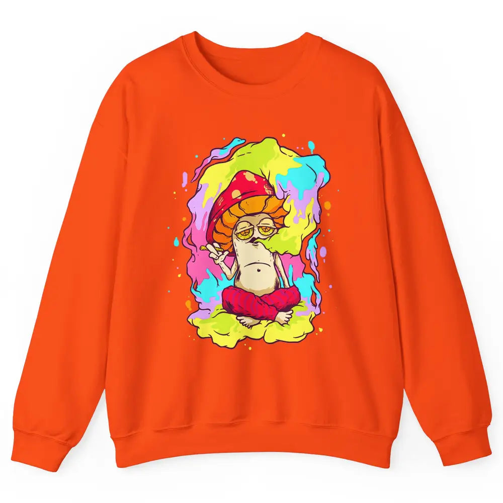 Stay Trippy Little Hippie Mushroom Cigarette Plant Retro 70s Unisex Crewneck Sweatshirt