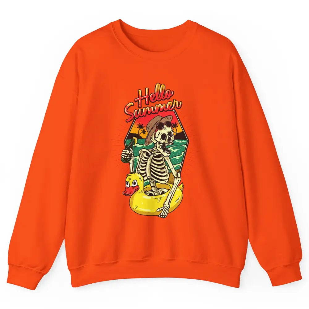 Summer Vibes Skeleton Funny Skeleton On Beach Sunset Unisex Crewneck Sweatshirt