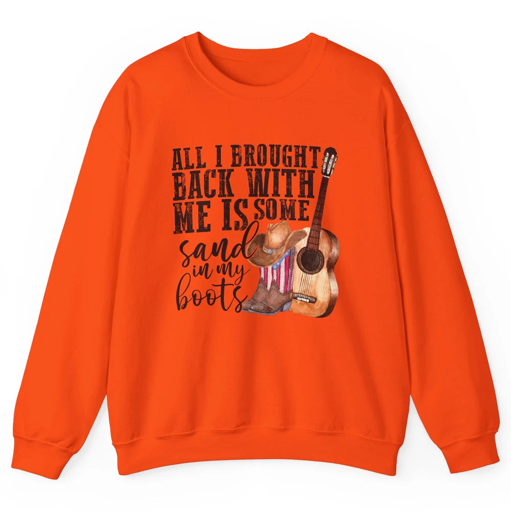 Retro Sand In My Boots Western Cowgirl Cowboy Boots Guitar Unisex Crewneck Sweatshirt