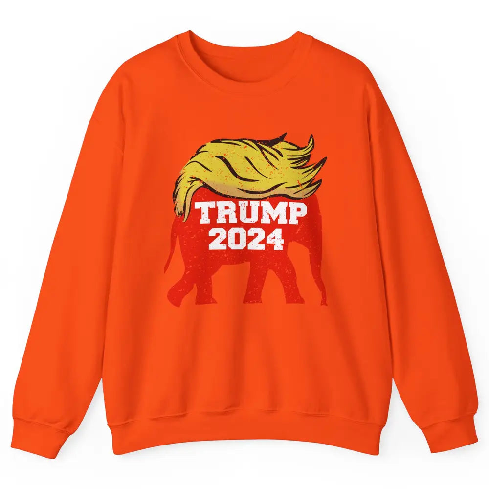 Trump 2024 Republican Elephant With Trump Hair Funny Trump Unisex Crewneck Sweatshirt